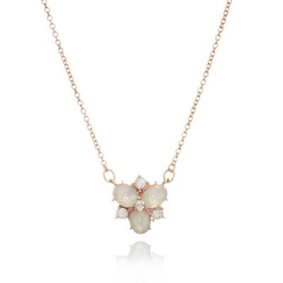 Multi cluster rose gold and white necklace with pendant